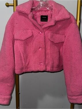 Bershka Bubble Gum Pink Cropped Jacket